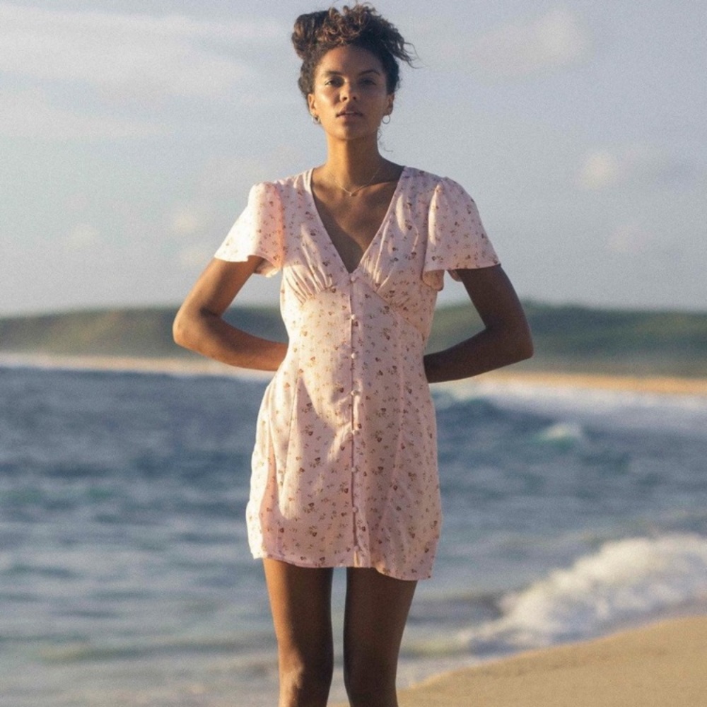 Billabong Floral Full Swing Vintage Inspired Summer Mini Dress